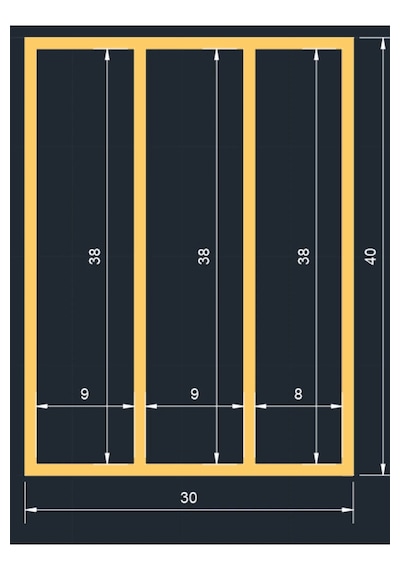 30x40 Cm Çok Bölmeli Ahşap Kaşıklık Ve Kepçelik Seti - Çekmece Düzenleyici- Ahşap Organizer