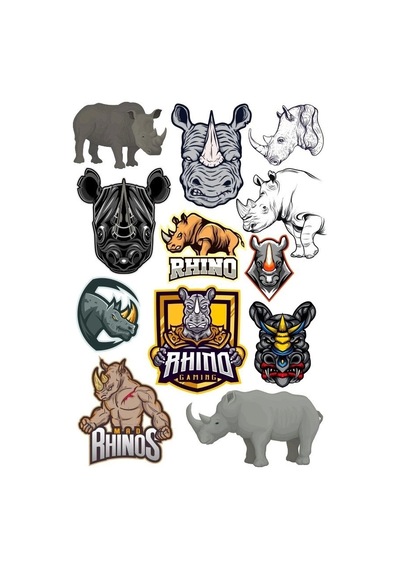 Gergedan Sticker Set 11 15 Parça Telefon, Tablet, Defter, Laptop Sticker