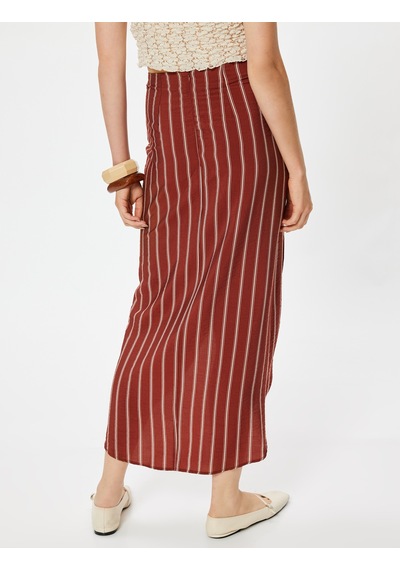Koton Koton X Melis Ağazat - Midi Boy Sarong Etek Kruvaze Asimetrik Slim Fit Kahverengi Çizgili 4sak70227ew Kahve Çizgili Kahve Koton Koton X Melis Ağazat - Midi Boy Sarong Etek Kruvaze Asimetrik Slim Fit Kahverengi Çizgili 4sak70227ew Kahve Çizgili Kahve