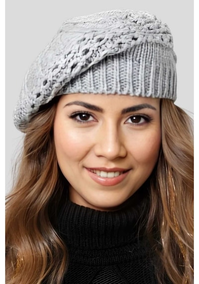 Uniquetrenders Kadın Tek Kat Örgü Ressam Bere Gri