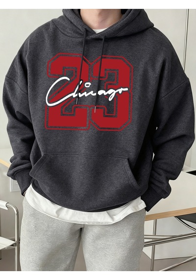 Startmore Startmorechicago Number 23 Yaratıcılık Baskı Erkek Kapüşonlular Yumuşak High Street Top Spor Hip Hop T Antrasit