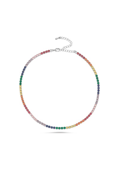 3mm Rhodium Renkli Choker Beyaz