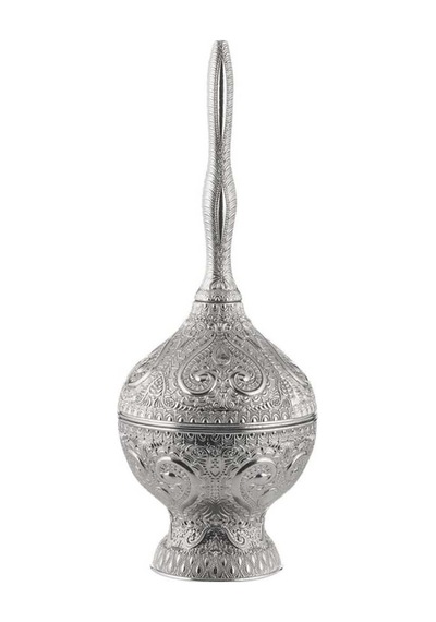 Güldanlık Gülsuyu Şişesi Dekoratif Büyük Boy Metal Gümüş Payitaht Model