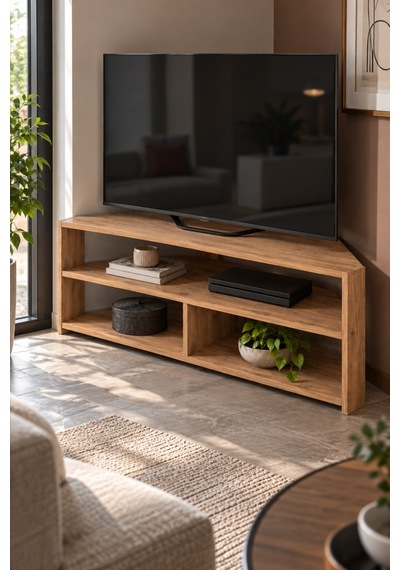 Sulorahome Köşe Tv Ünitesi Kahverengi 140 Cm Açık Ceviz