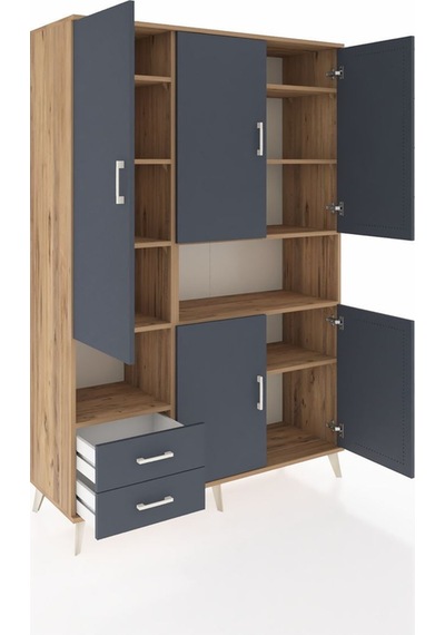 Hyperion Dolap 10 Raflı 2 Çekmeceli 5 Kapaklı 132x44x195 Çam-antrasit/antrasit Antrasıt/antrasıt Hyperion Dolap 10 Raflı 2 Çekmeceli 5 Kapaklı 132x44x195 Çam-antrasit/antrasit Antrasıt/antrasıt