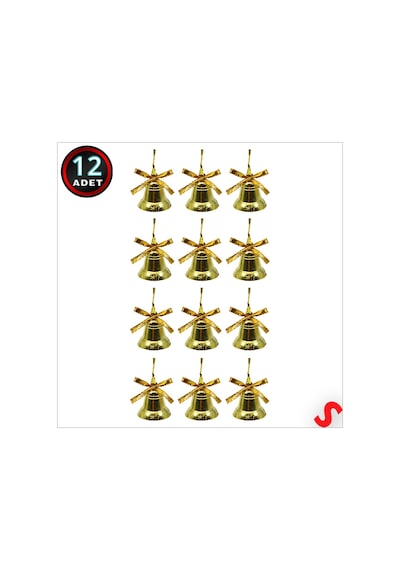 Yılbaşı Ağaç Süsü Çalmayan Çan, 3 Cm - 12 Adet