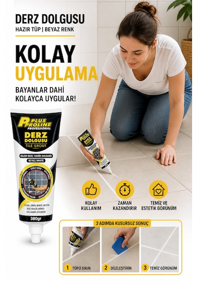 Hazır Derz Dolgu Macunu Fayans Arası Tamir Ve Yenileme Kolay Uygulama Derz Dolgu Beyaz
