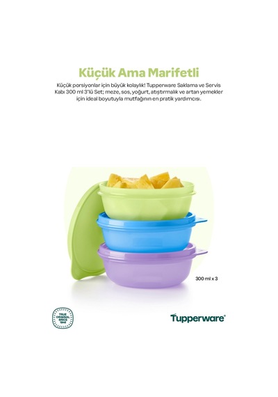 Tupperware Şeker Üçlü 300 Ml 3' Lü Yeni Renkler Renksiz