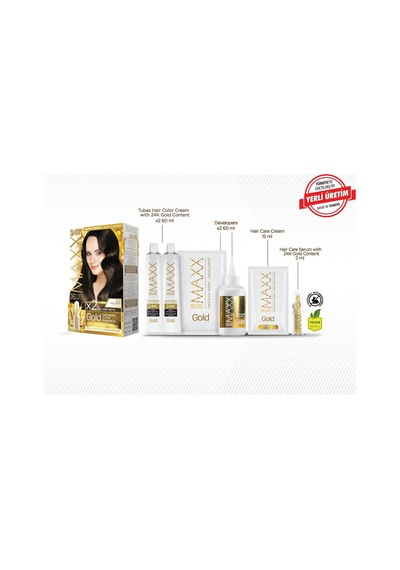 Gold Serisi 24k Altın Parçacıklı Serum İle 1 Kutu 2 X 50 Ml Ve Geliştiriciler Saç Boyası Koyu Kahve 3.0