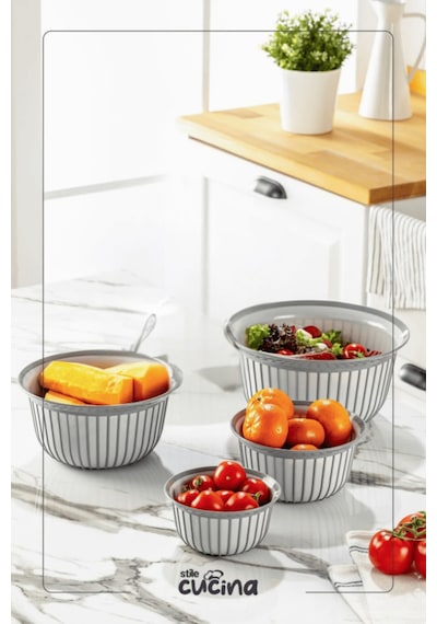 4'lü Ekonomik Linea Yuvarlak Kase Seti Antrasit 4x 500 Ml- 1 Litre- 2 Litre- 3 Litre Çok Renkli