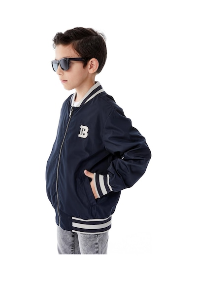 Benitto Kids Erkek Çocuk Kapüşonlu Çift Taraflı Mevsimlik Yağmurluk 51364 Lacivert
