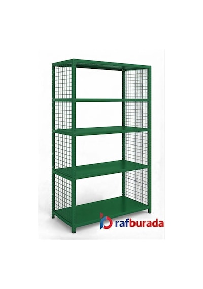 5 Katlı Renkli Tel Kafesli Dekoratif Çelik Raf - Çiçeklik Rafı, Ofis Rafı 0,70 Mm Sarı-31x93 Cm-250 Cm