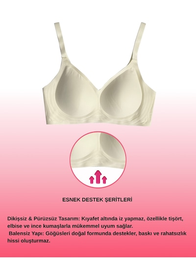 Alya Underwear Kadın Lazer Kesim Dikişsiz Çıkarılabilir Pedli Hayalet Sütyen Siyah Ekru