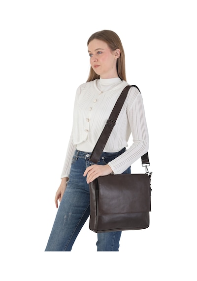 Erzeno Hakiki Deri Unisex Kahverengi Laptop Çantası Notebook Çantası Macbook Çantası Ve Evrak Çantası Kahverengi - 771182288 Kahverengi