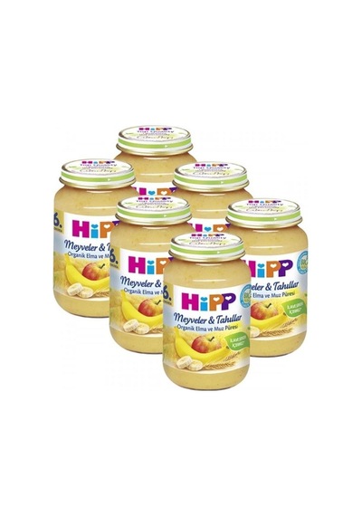 Hipp Organik Kavanoz Mama Elma ve Muz Püresi 190 G 6'lı Paket