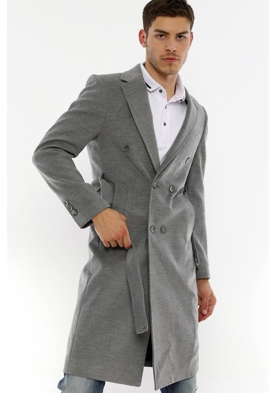 Plt8382 Dewberry Erkek Palto-Gri-Gri