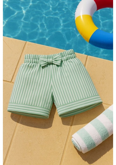 Esila Kids Kız Çocuk Hasır Şapka Ve Şort Takımı Yazlık Şık Kombin 2-6 Yaş Yeşil