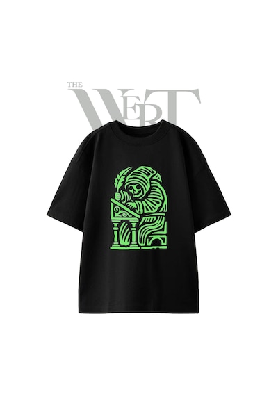 Thewert Skeleton Scribe Tasarım Baskılı Ünisex Siyah Oversize T-shirt