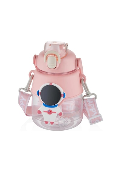 Vagonlife Taşıma Askılı Pipetli Çocuk Su Matarası 1250 Ml - Pembe Standart Pembe