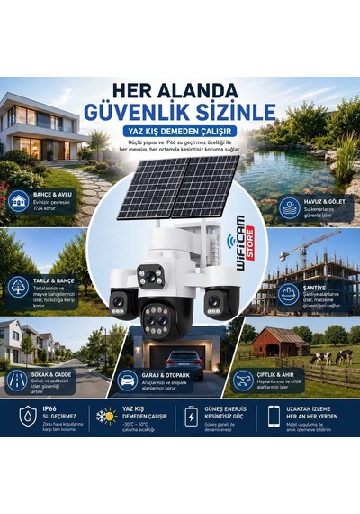 5 Lensli 6 Motorlu Hibrit Zoom 4g Solar Kameraa