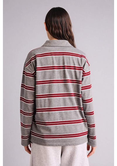 Defacto Loose Fıt Çizgili Sweatshirt G9469ax26spgr256 Gri-gr256