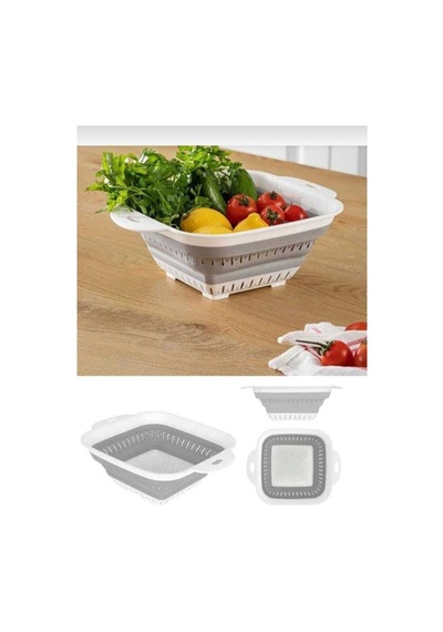 Katlanabilir Akordiyon Kare Süzgeç 27x22x11 Cm Plastik Diğer