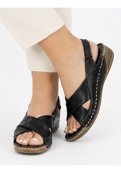 N Napa Shoe Np.224.siyah Deri Sandalet