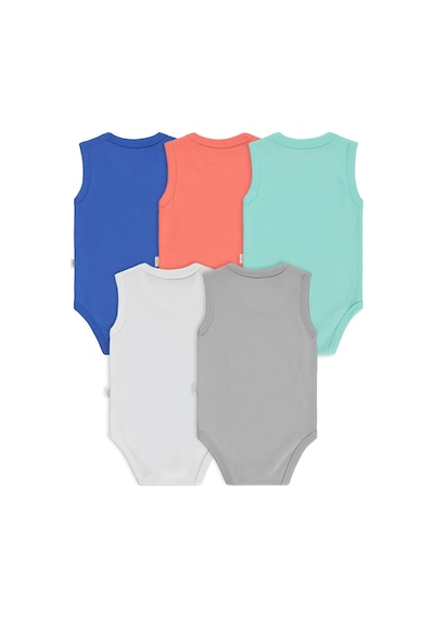 Civil Baby 5 Li Basıc Sıfır Kol 0-36 Ay Çıtçıtlı Badi - Kırmızı Mercan