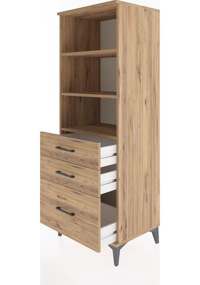 Hyperion Dolap 3 Raflı 3 Çekmeceli 60x44x163 Çam-çam Çam