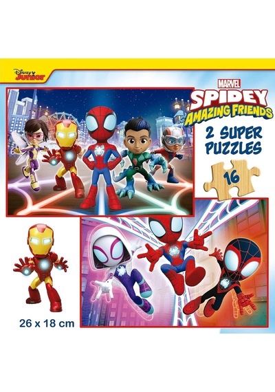 Educa 2x16 Parça Spiday Ve Muhteşem Arkadaşları Ahşap Çocuk Puzzle - Erkek Çocuk - 3-4 Yaş 1 Adet