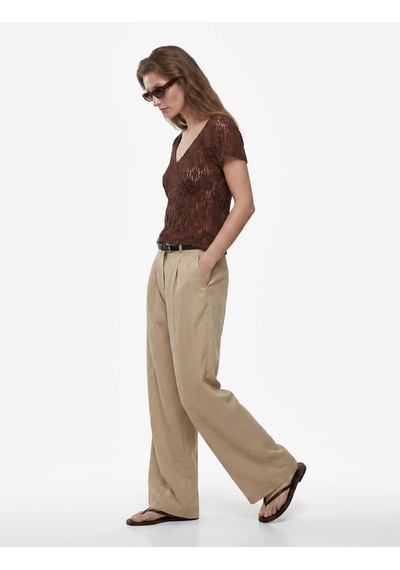 Koton Slim Fit Yarı Transparan Kısa Kollu V Yaka Dantel Tişört Kahverengi 6sak50395ek Kahve Koton Slim Fit Yarı Transparan Kısa Kollu V Yaka Dantel Tişört Kahverengi 6sak50395ek Kahve