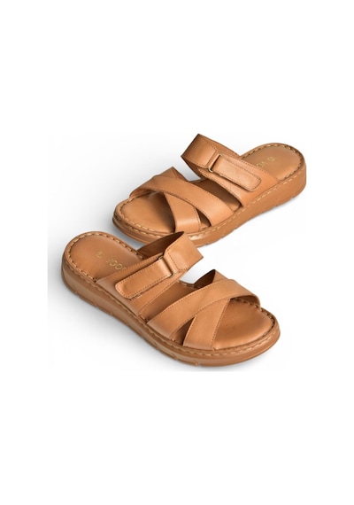 Fox Shoes Y555532503 Taba Hakiki Deri Kadın Terlik Taba