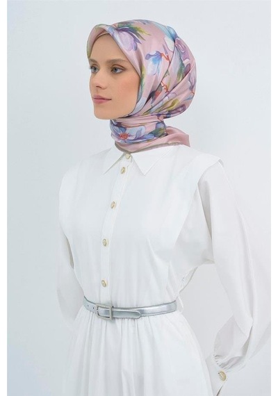 Armine İpek Eşarp 2026 Yaz - 9524-52 Pudra Mor Sura