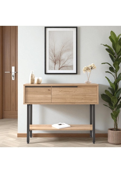 Robin Home Dresuar Antre Hol Kapaklı 100cm Metal Ayaklı Sepet Kahverengi