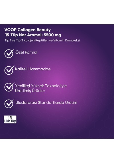 Voop Collagen Tip 1 ve Tip 3 5500 Mg Nar Aromalı 15 Shot x 40 ML