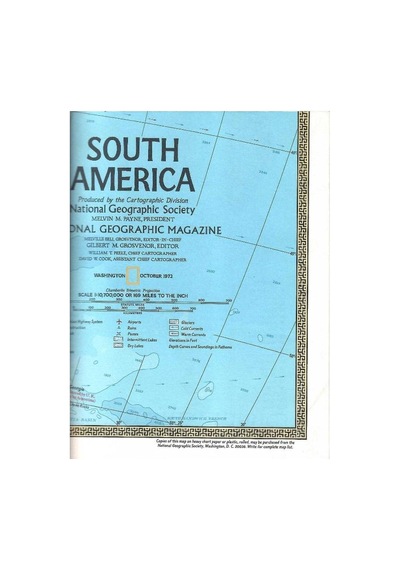 South America Produced By The Cartographic Division National Geographic Arkalı Önlü Harita Map Diğer