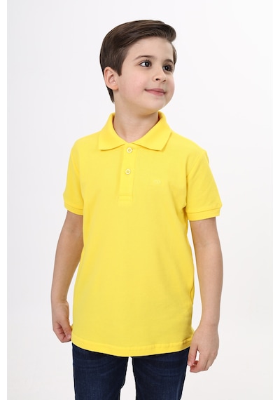 Toontoy Kids Toontoy Unisex Polo Yaka Düğmeli Uzun Kısa Tişört Sarı