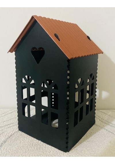 Fener Mumluk Ev Model Lüx, Metal, Siyah, 12 Cm Yükseklik Diğer