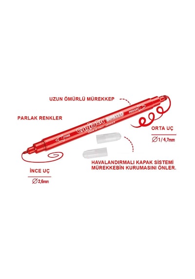 Carioca Birello Çift Taraflı Süper Yıkanabilir Keçeli Kalem 24'Lü