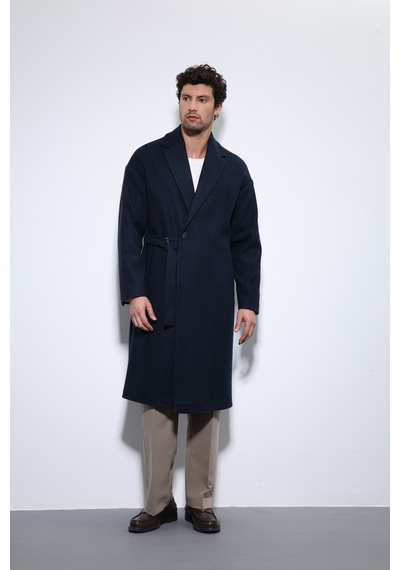Antioch Kuşaklı Oversize Erkek Kaban Lacivert