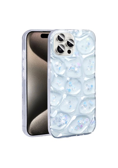 Zore iPhone Uyumlu 15 Pro Kılıf Simli 3d Desenli Ogaa Hacar Kapak - Pembe-mor N/a