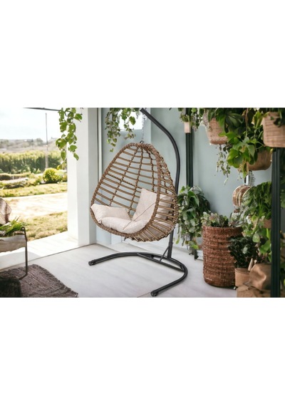 Rattan Tek Kişilik Salıncak Krem Rattan Tek Kişilik Salıncak Krem