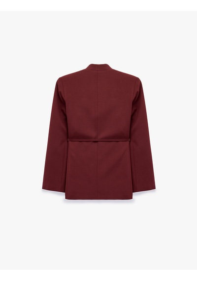 Koton Kemerli Kruvaze Yaka Uzun Kollu Blazer Ceket Bordo 7wak50012pw