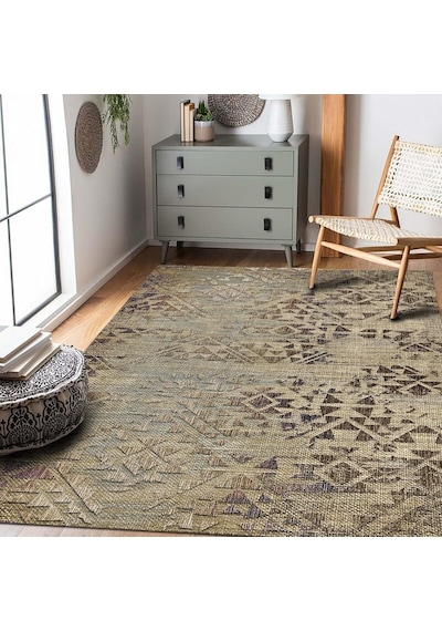 Aspen Desenli Kadife Pamuk Tabanlı Yıkanabilen Kaydırmaz Antibakteriyel Salon Halısı 140x200 Diğer