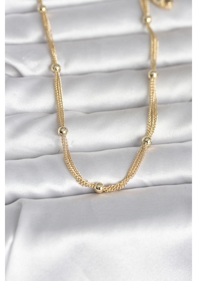 14k Gold Renk Topçuk Model 60 Cm Kadın Kolye Çok renkli