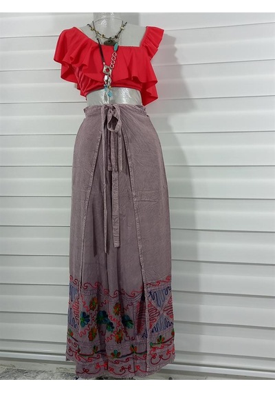 Eren Style Otantik Nakış İşlemeli Harem Şalvar Bulmaca Pantolon 103 Cm -8719 Pembe