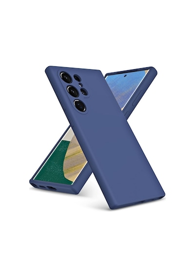 Samsung Galaxy S22 Ultra Uyumlu Silikon Kılıf - Pastel Renk Kamera Korumalı Kapak - Lacivert