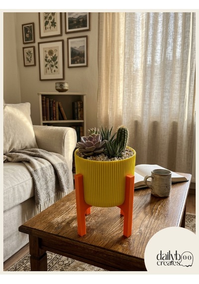 2 Renkli Ayaklı Saksı-modern Tarzlı Dekoratif Saksı-çiçek Ve Bitki Saksısı Sarı