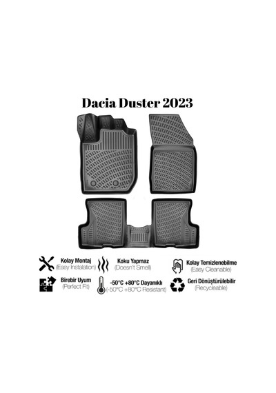 Dacia Duster 4wd 2023 İle Uyumlu Araca Özel 3d Havuzlu Paspas Takımı A+ Kalite 1 Adet