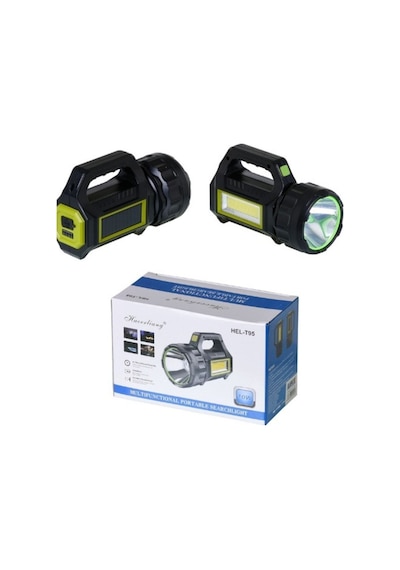 Ultra Güçlü Yandan Işıklı New+pro El Feneri Solar Şarjlı Usb'li El Eneri Hel-t93 Siyah